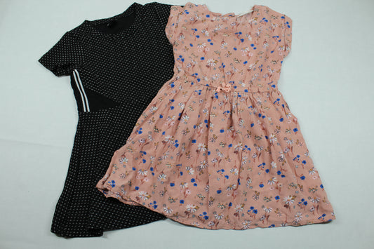 Set Schwarzes Kleid Rosa Blumenkleid Mädchen 110