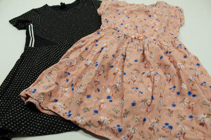 Set Schwarzes Kleid Rosa Blumenkleid Mädchen 110