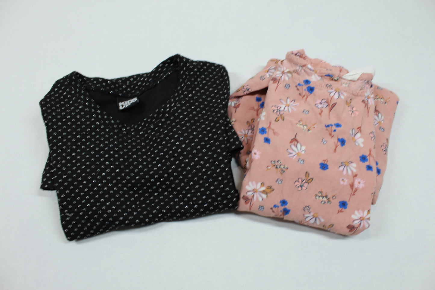 Set Schwarzes Kleid Rosa Blumenkleid Mädchen 110