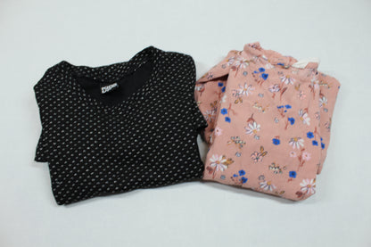 Set Schwarzes Kleid Rosa Blumenkleid Mädchen 110