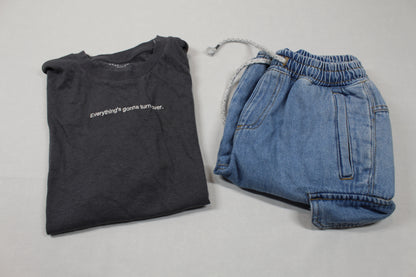 Sommerset kurze Bluejeans graues T-Shirt Jungs 146/152