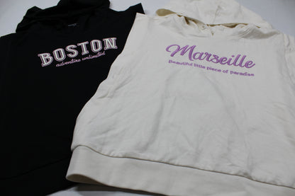 Set T-Shirt Kapuze schwarz weiß Mädchen A-Ware 158/164