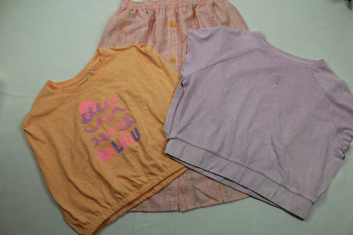 Set rosa Rock Uni orange lila T-Shirts Mädchen 158/164 A-Ware