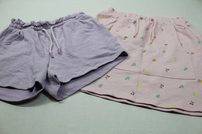 Set Rock rosa Motiv kurze lila Short Mädchen A-Ware 158/164