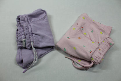 Set Rock rosa Motiv kurze lila Short Mädchen A-Ware 158/164