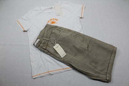 Sommerset kurze beige Jeans T-Shirt weiß Jungs Better Quality 158/164