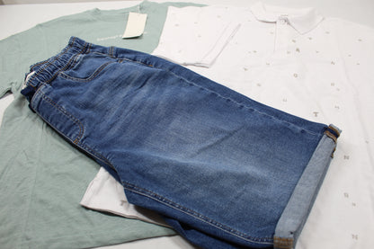 Sommerset Bluejeans kurz T-Shirt hellgrün Poloshirt weiß Jungs A-Ware 158/164