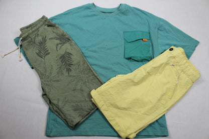 Sommerset grünes T-Shirt gelbe kurze Hose dunkelgrüne kurze Hose Jungs A-Ware 158/164