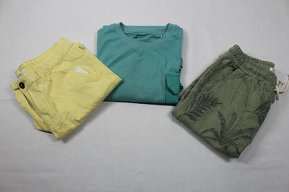 Sommerset grünes T-Shirt gelbe kurze Hose dunkelgrüne kurze Hose Jungs A-Ware 158/164