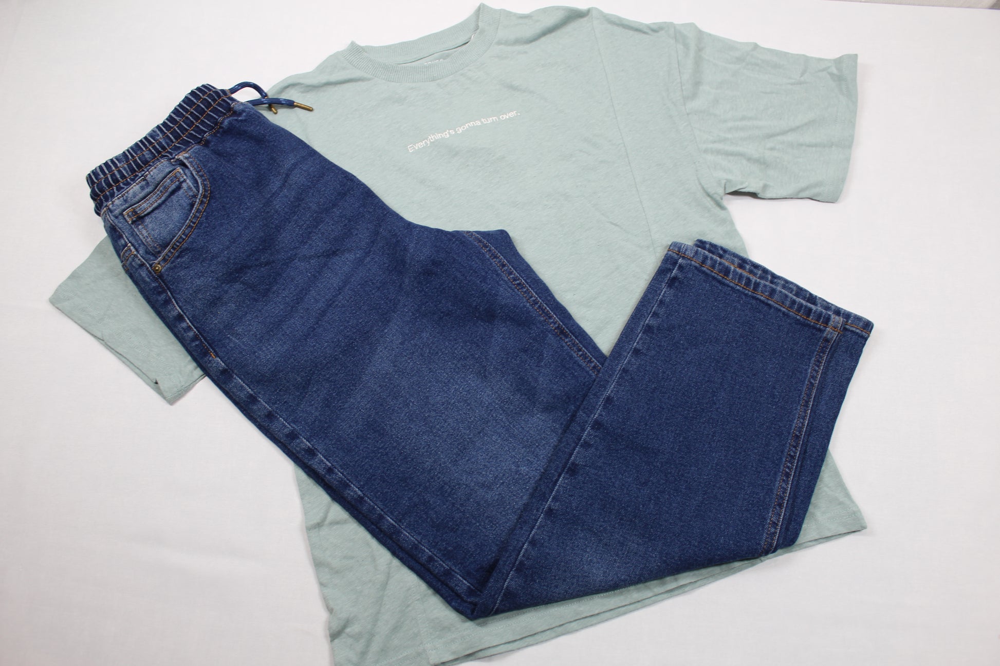 Set Bluejeans T-Shirt hellgrün Jungs A-Ware 158/164