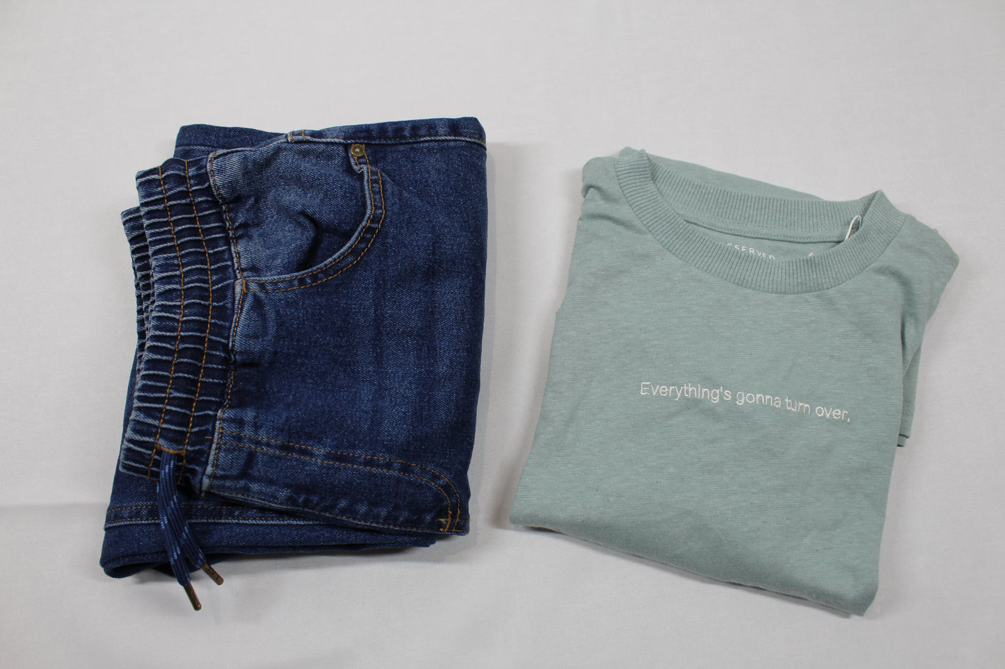 Jungen Set 158/164 – Bluejeans + T‑Shirt hellgrün – A‑Ware