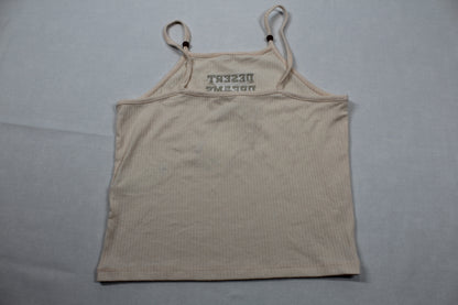 Set kurze schwarze Hose Lederoptik träger Top beige Mädchen A-Ware 158/164