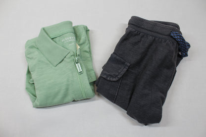 Set schwarze Jogging hellgrüner Body Jungs A-Ware 74/80