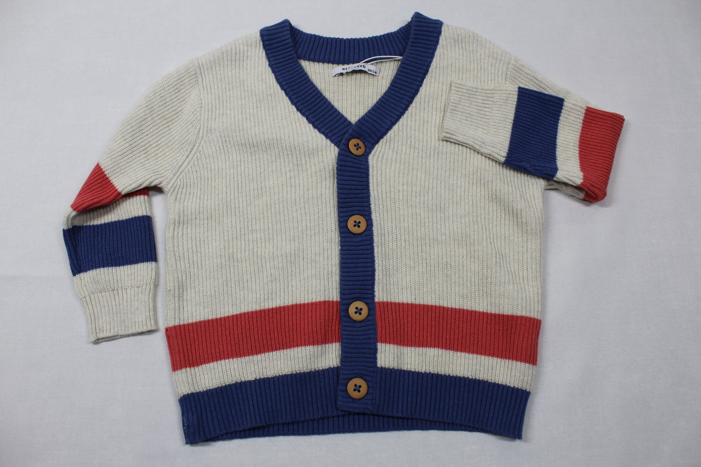 Set blauer Pullover Strickweste beige braune Korthose Jungs A-Ware 74/80