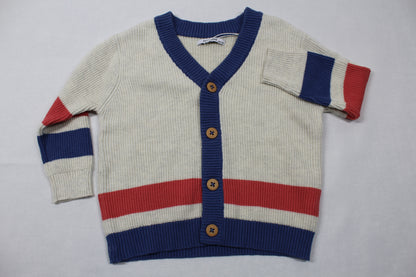 Set blauer Pullover Strickweste beige braune Korthose Jungs A-Ware 74/80