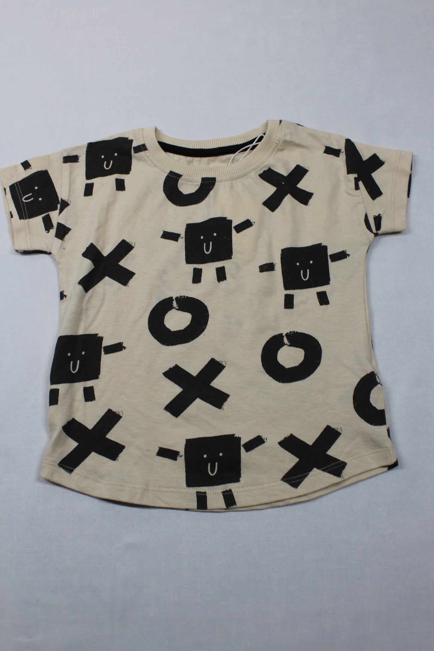 Set beige T-Shirt Motiv schwarze leichte Leggins Mädchen A-Ware Kids- Sommer 74/80