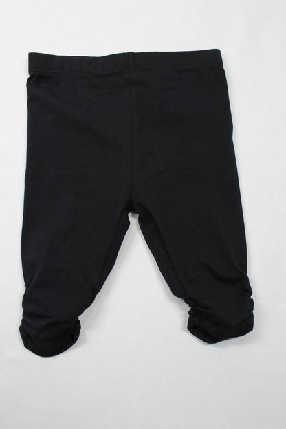 Set beige T-Shirt Motiv schwarze leichte Leggins Mädchen A-Ware Kids- Sommer 74/80