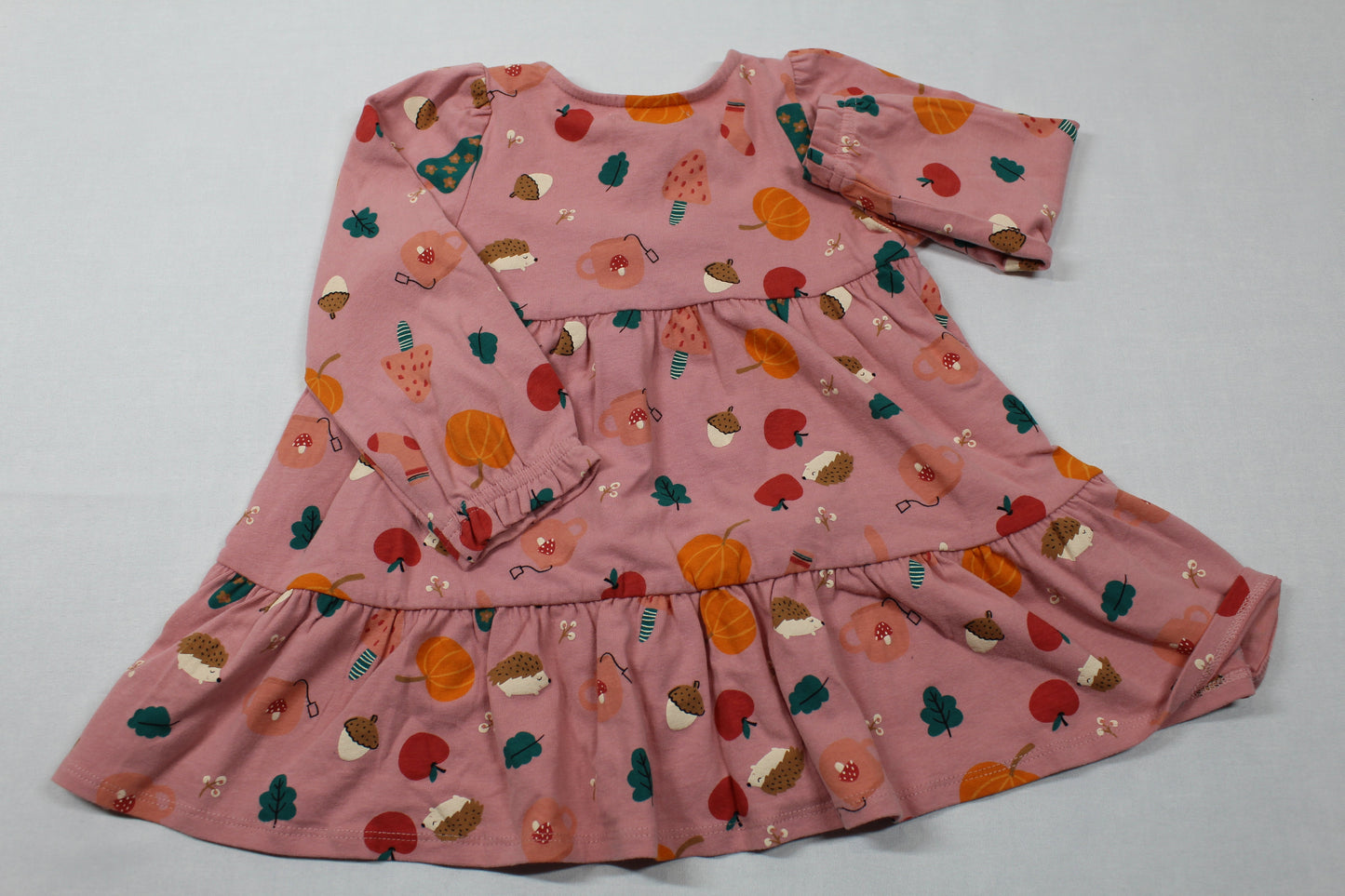 Set Dunkel- rosa Kleid Body weiß Blumenmuster beige Body Blumenmuster Kids- Sommer A-Ware 74/80
