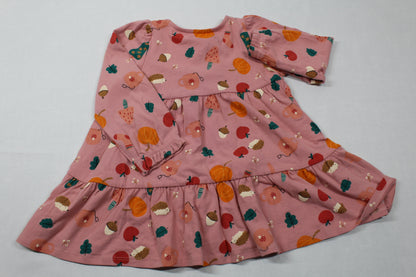 Set Dunkel- rosa Kleid Body weiß Blumenmuster beige Body Blumenmuster Kids- Sommer A-Ware 74/80