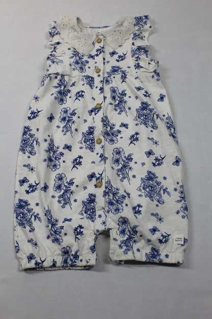 Set Dunkel- rosa Kleid Body weiß Blumenmuster beige Body Blumenmuster Kids- Sommer A-Ware 74/80