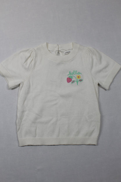 Set weißes T-Shirt Motiv Jeansweste kurz A-Ware Sommer Kids 74/80 Mädchen