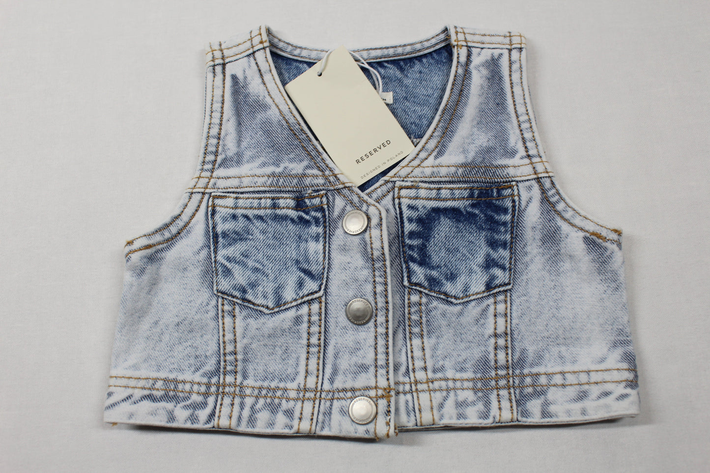 Set weißes T-Shirt Motiv Jeansweste kurz A-Ware Sommer Kids 74/80 Mädchen
