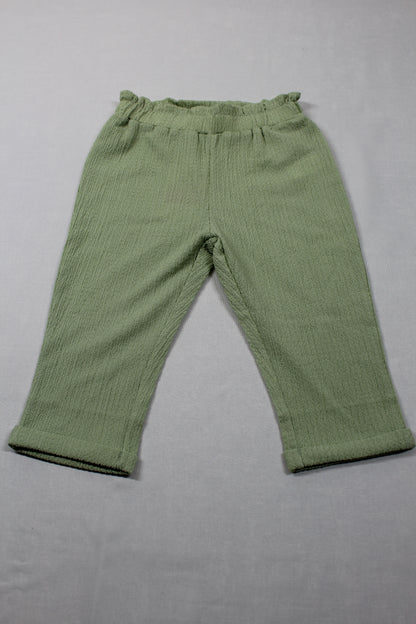 Set grüne zarte Hose Leggins Blumenmuster weiß -blau Mädchen A-Ware Sommer Kids 74/80