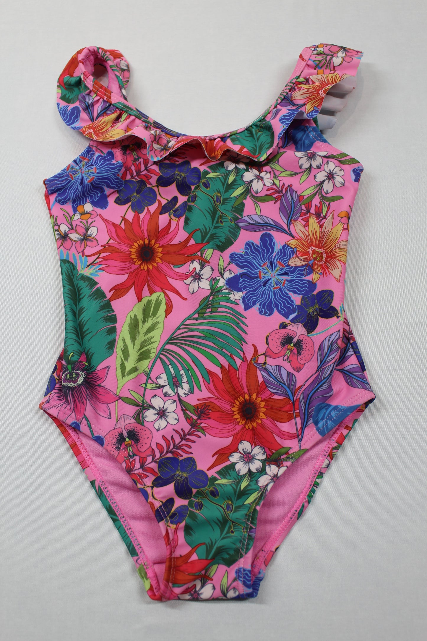 Badeanzug verspielt Farbenbunt Blumenmuster Mädchen Sommer Kids A-Ware 86/92