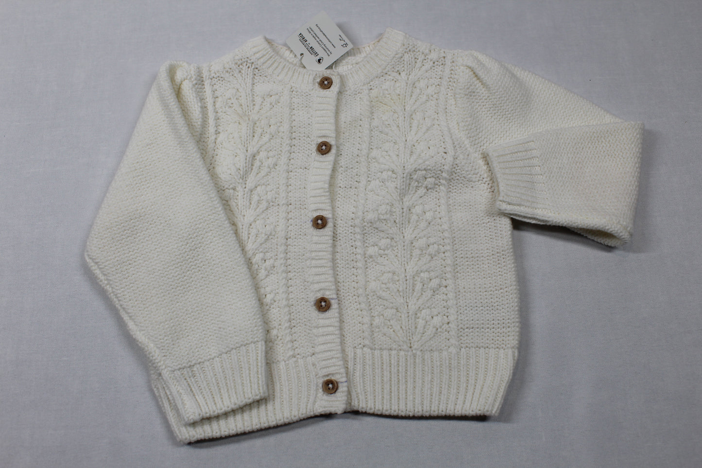 Set Body dunkelrosa weiße Strickweste hellbraune Leggins Mädchen A-Ware 68/74