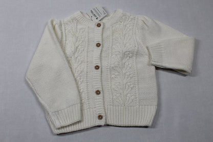 Set Body dunkelrosa weiße Strickweste hellbraune Leggins Mädchen A-Ware 68/74