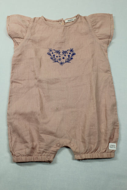 Set Body dunkelrosa weiße Strickweste hellbraune Leggins Mädchen A-Ware 68/74