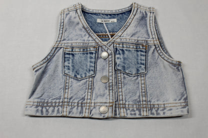 Set Body kariert Jeansweste braune Jogginghose Mädchen A-Ware Sommer Kids 74/80