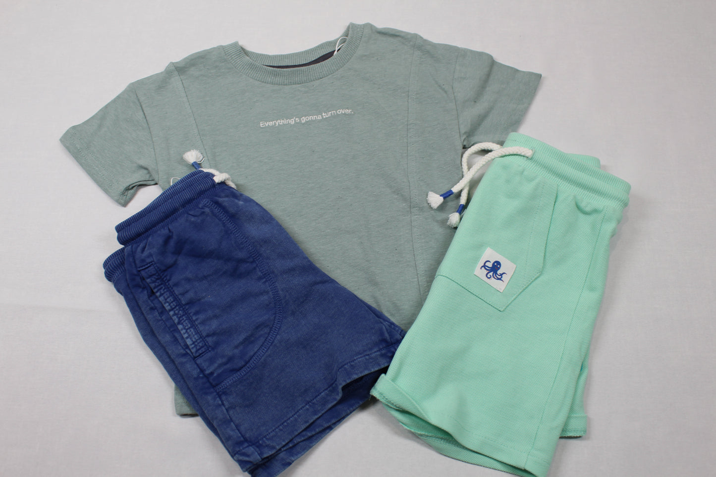 Set T-Shirt grün Short dunkelblau Short hellgrün Jungs Sommer Kids A-Ware 80/86