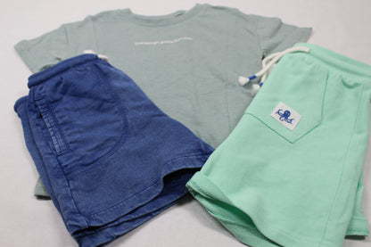 Set T-Shirt grün Short dunkelblau Short hellgrün Jungs Sommer Kids A-Ware 80/86
