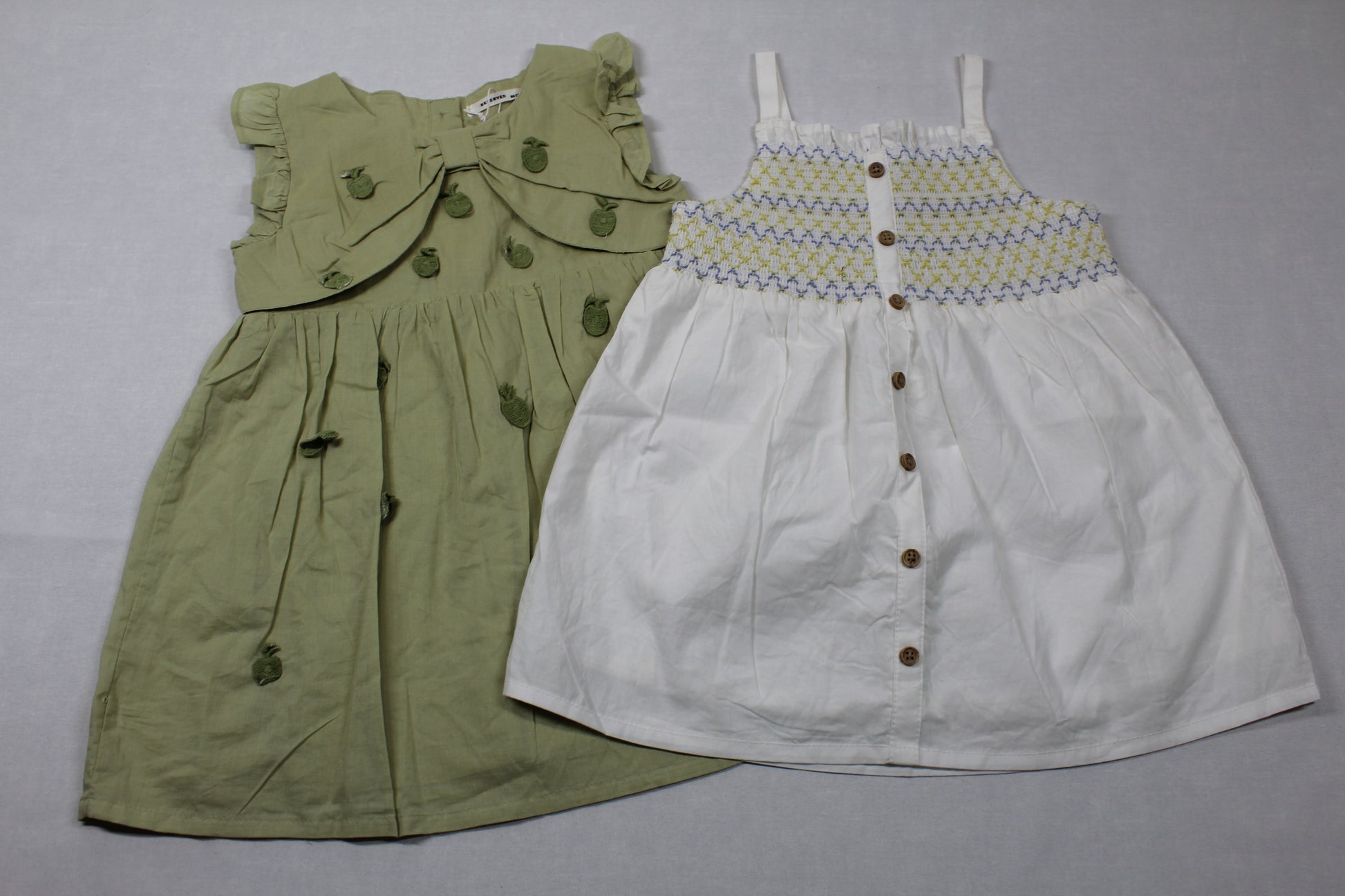 Set leichte Sommerkleider grün weiß Mädchen A-Ware Sommer Kids 80/86