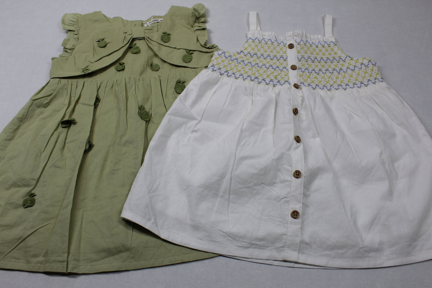 Set leichte Sommerkleider grün weiß Mädchen A-Ware Sommer Kids 80/86