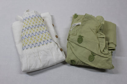 Set leichte Sommerkleider grün weiß Mädchen A-Ware Sommer Kids 80/86