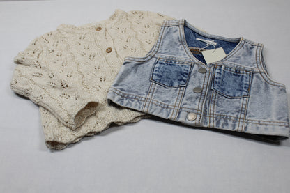 Set schöne leichte Strickweste Jeansweste kurz A-Ware Mädchen 80/86