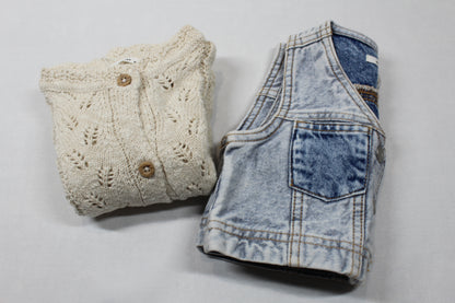 Set schöne leichte Strickweste Jeansweste kurz A-Ware Mädchen 80/86