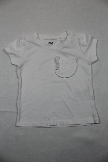Set weißes T-Shirt kurze dunkelblaue Hose Mädchen A-Ware Sommerware 74/80