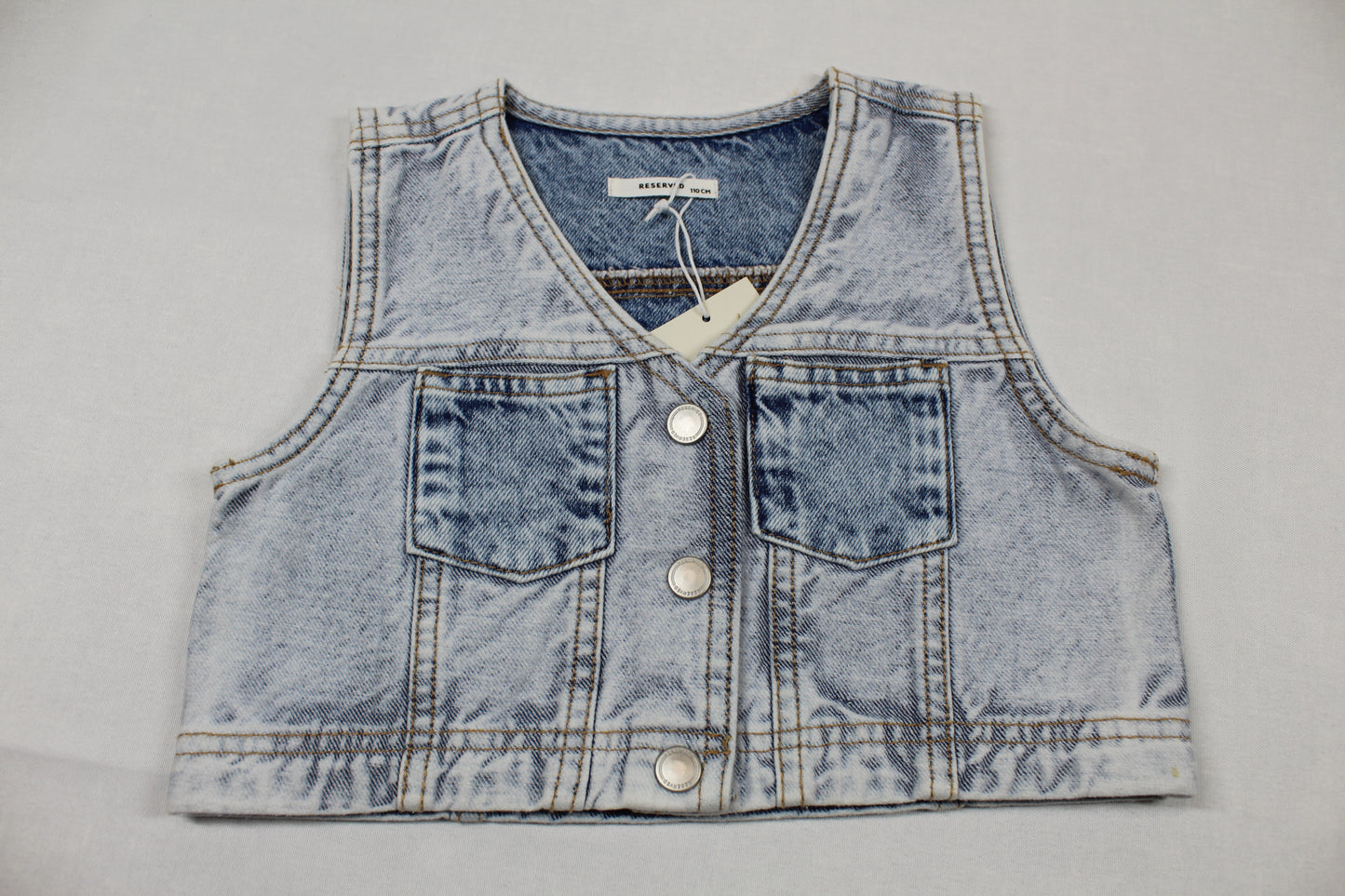 Set leichtes Langarmshirt schwarz Jeansweste Mädchen A-Ware 110/116