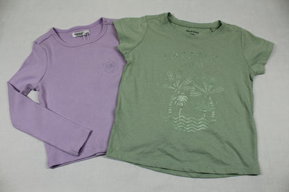 Set lila Langarmshirt grünes T-Shirt Motiv Mädchen Sommerware 110/116
