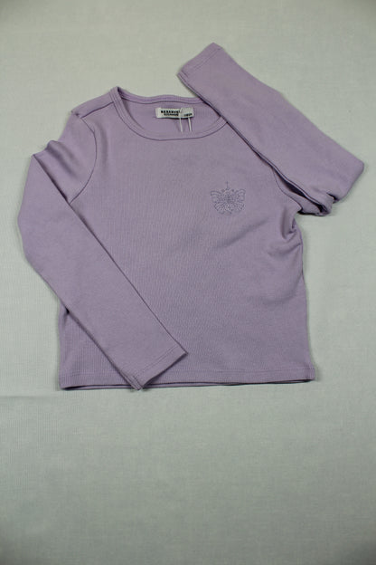Set lila Langarmshirt grünes T-Shirt Motiv Mädchen Sommerware 110/116
