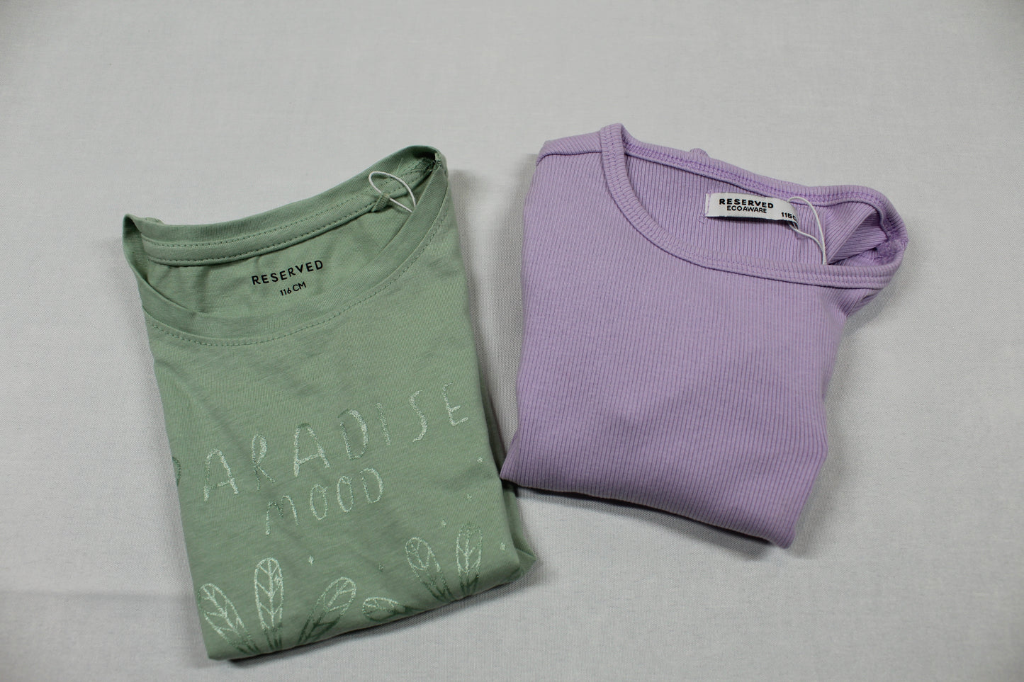 Set lila Langarmshirt grünes T-Shirt Motiv Mädchen Sommerware 110/116