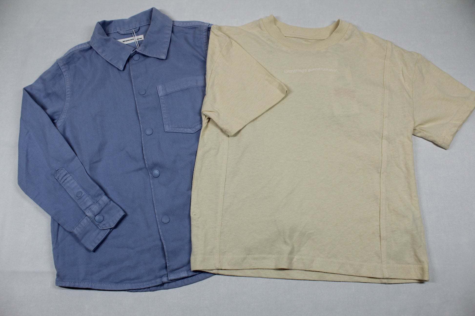 Set stylisches Hemd blau T-Shirt beige Jungs A-Ware Sommerware 110/116