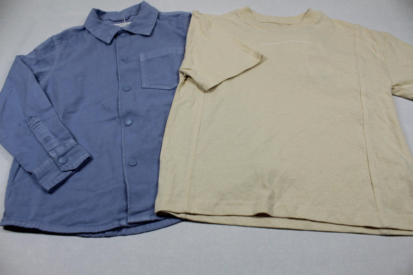 Set stylisches Hemd blau T-Shirt beige Jungs A-Ware Sommerware 110/116