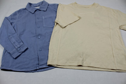 Set stylisches Hemd blau T-Shirt beige Jungs A-Ware Sommerware 110/116
