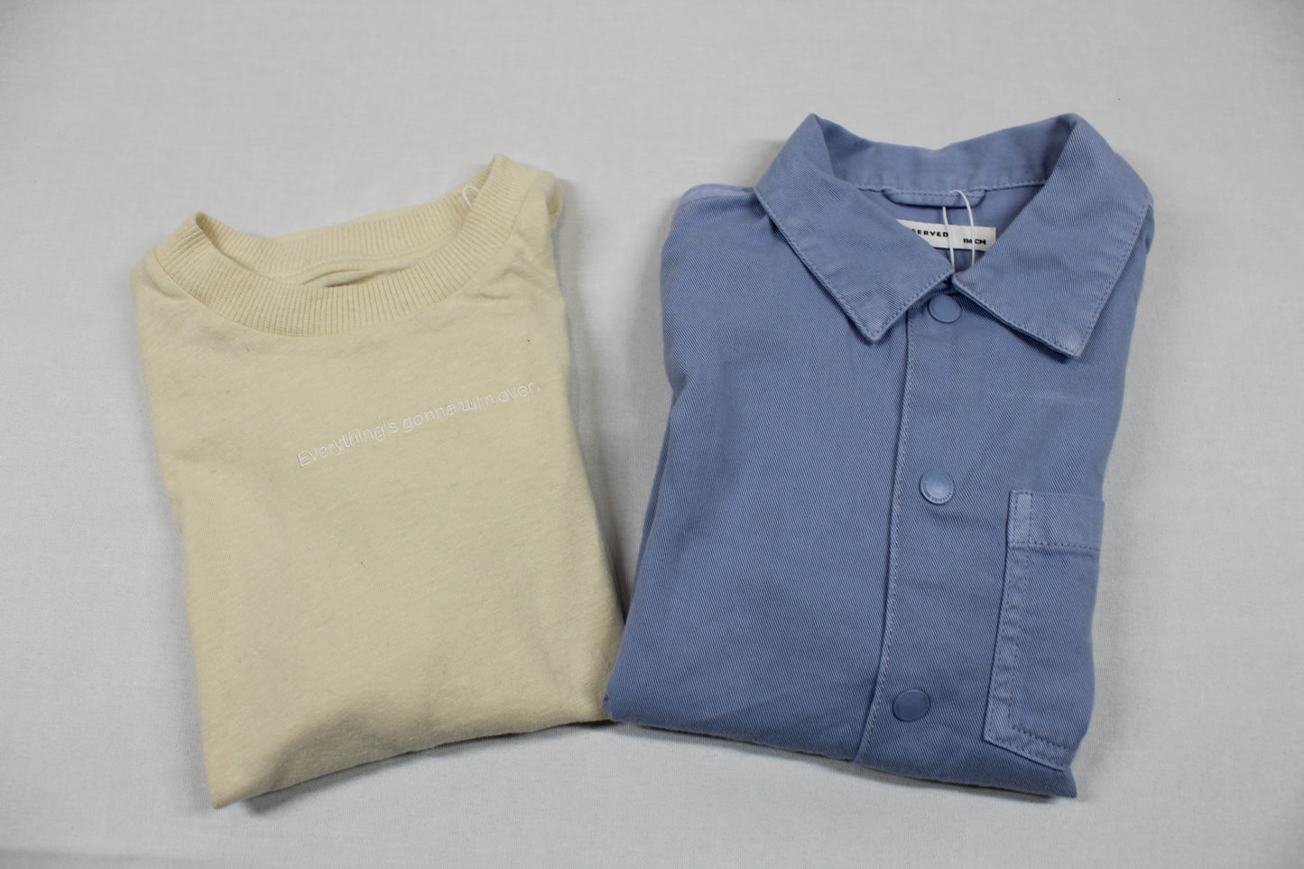 Set stylisches Hemd blau T-Shirt beige Jungs A-Ware Sommerware 110/116