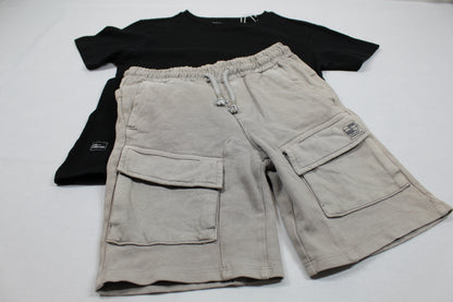 Set hellgraue Short schwarzes T-Shirt Jungs Sommerware A-Ware 110/116