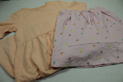 Set orange Kleid rosa kurzer Rock Mädchen A-Ware 158/164